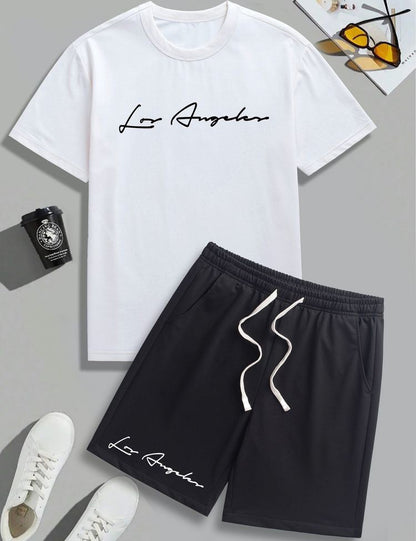 Letter-printed loose and casual suit