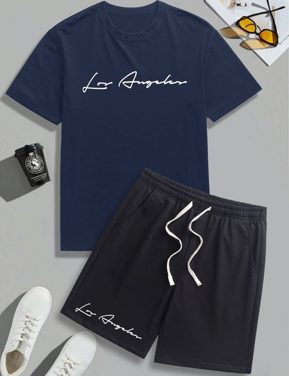 Letter-printed loose and casual suit