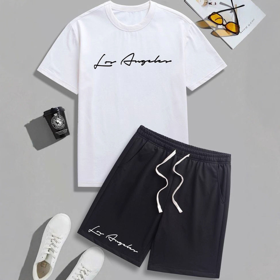 Letter-printed loose and casual suit