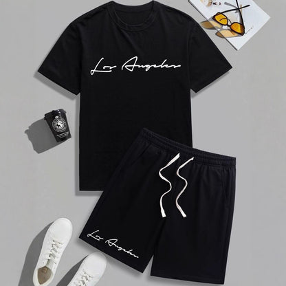 Letter-printed loose and casual suit