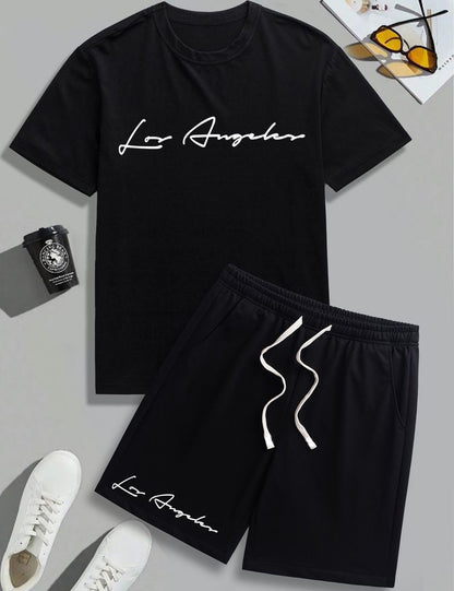 Letter-printed loose and casual suit