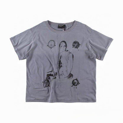Letter-printed short-sleeved shirt