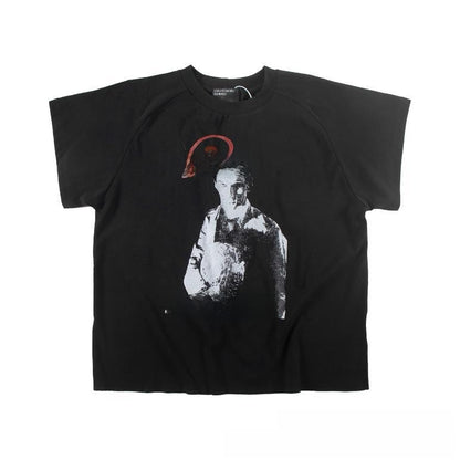 Letter-printed short-sleeved shirt