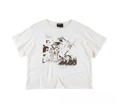 Letter-printed short-sleeved shirt