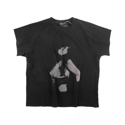 Letter-printed short-sleeved shirt