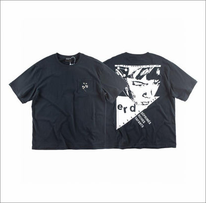 Letter-printed short-sleeved shirt