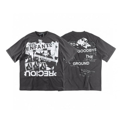 Letter-printed short-sleeved shirt