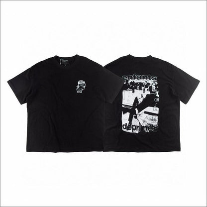 Letter-printed short-sleeved shirt