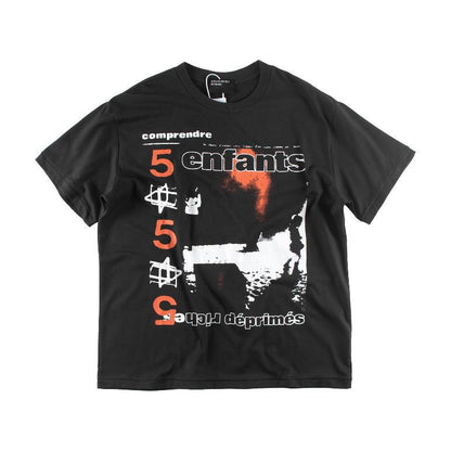Letter-printed short-sleeved shirt