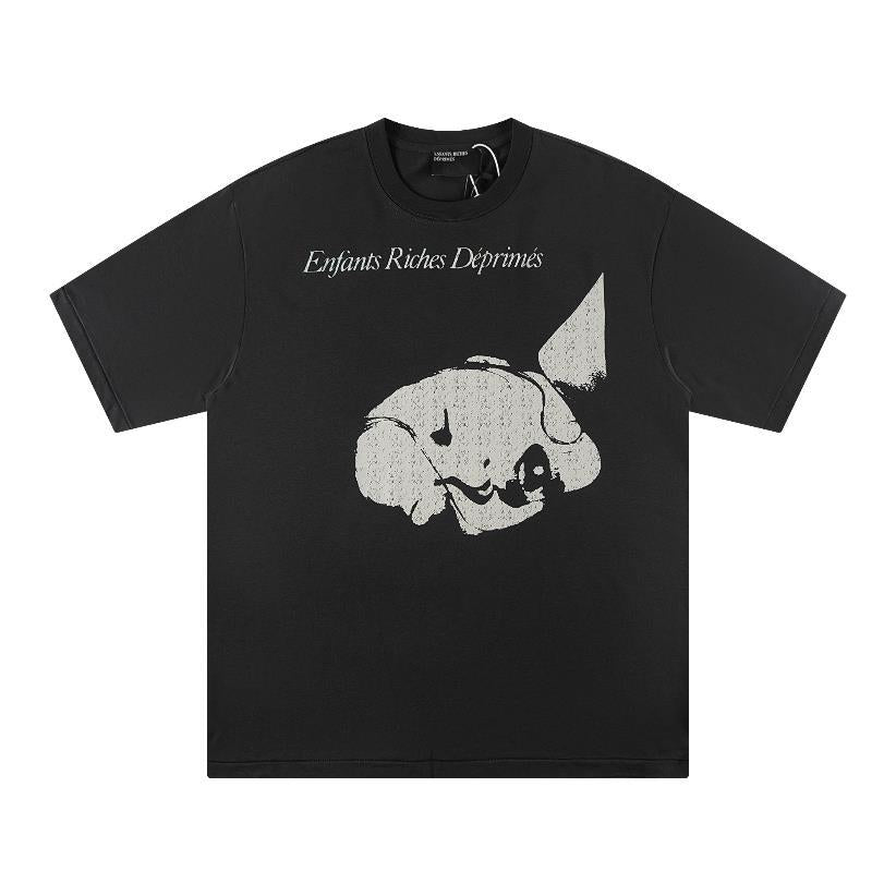 Letter-printed short-sleeved shirt