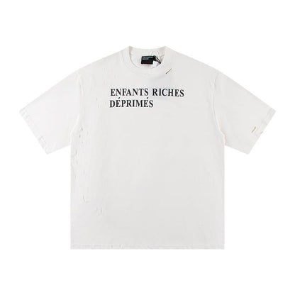 Letter-printed short-sleeved shirt
