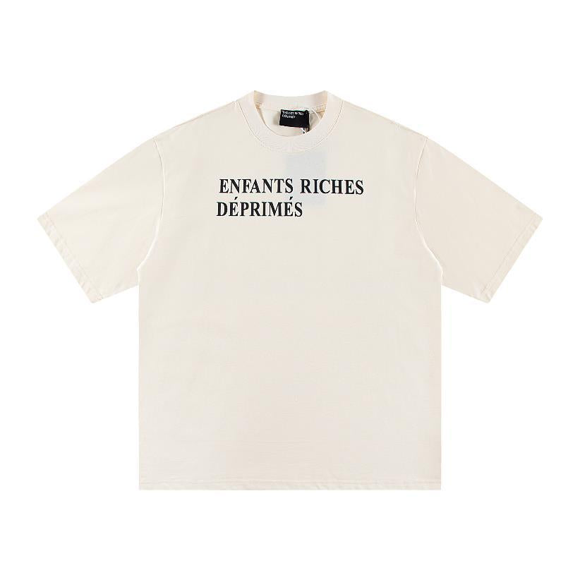 Letter-printed short-sleeved shirt