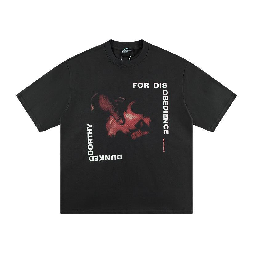 Letter-printed short-sleeved shirt