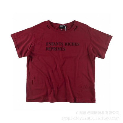 Letter-printed short-sleeved shirt
