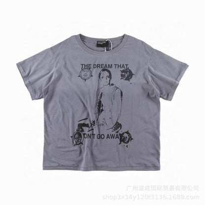 Letter-printed short-sleeved shirt