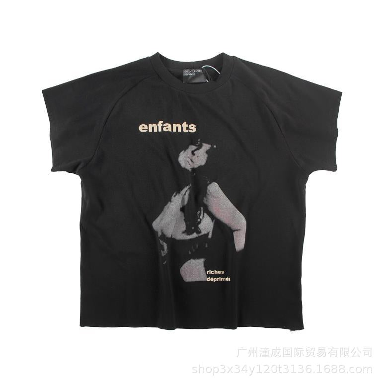 Letter-printed short-sleeved shirt