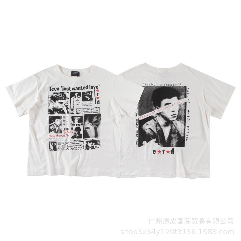 Letter-printed short-sleeved shirt