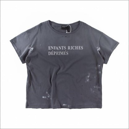 Letter-printed short-sleeved shirt