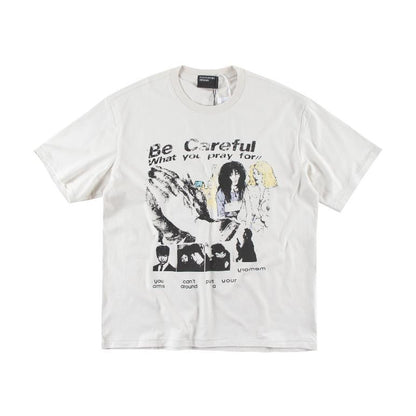 Letter-printed short-sleeved shirt