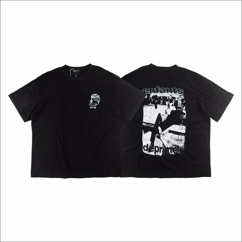 Letter-printed short-sleeved shirt