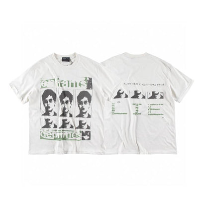 Letter-printed short-sleeved shirt