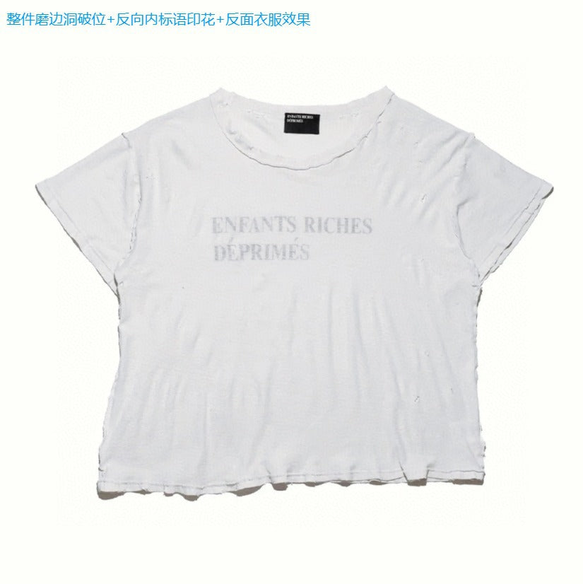 Letter-printed short-sleeved shirt