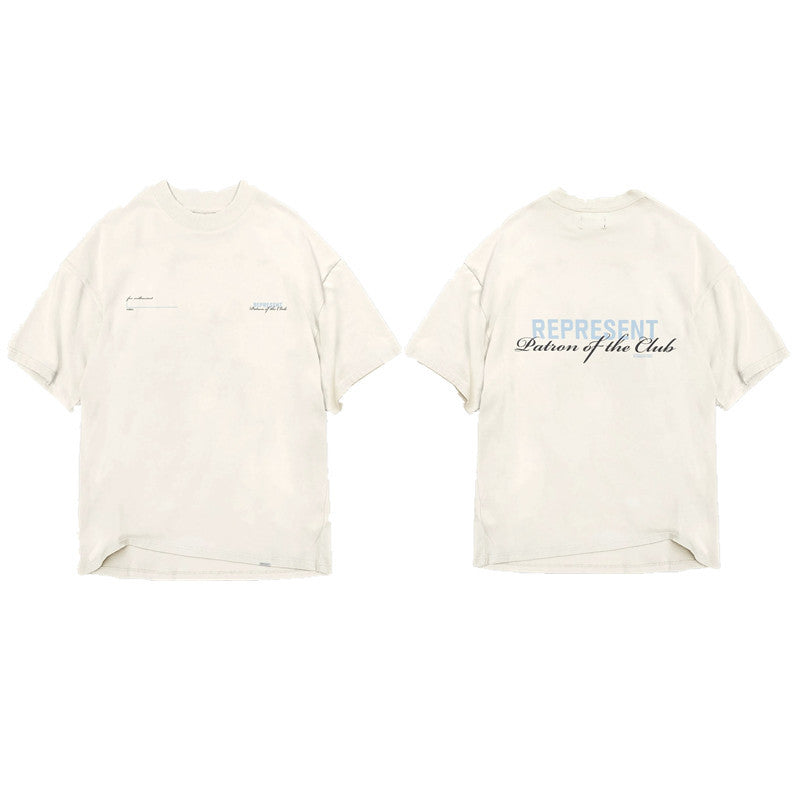 Letter-printed trendy brand short-sleeved shirt