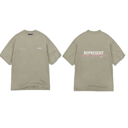 Letter-printed trendy brand short-sleeved shirt