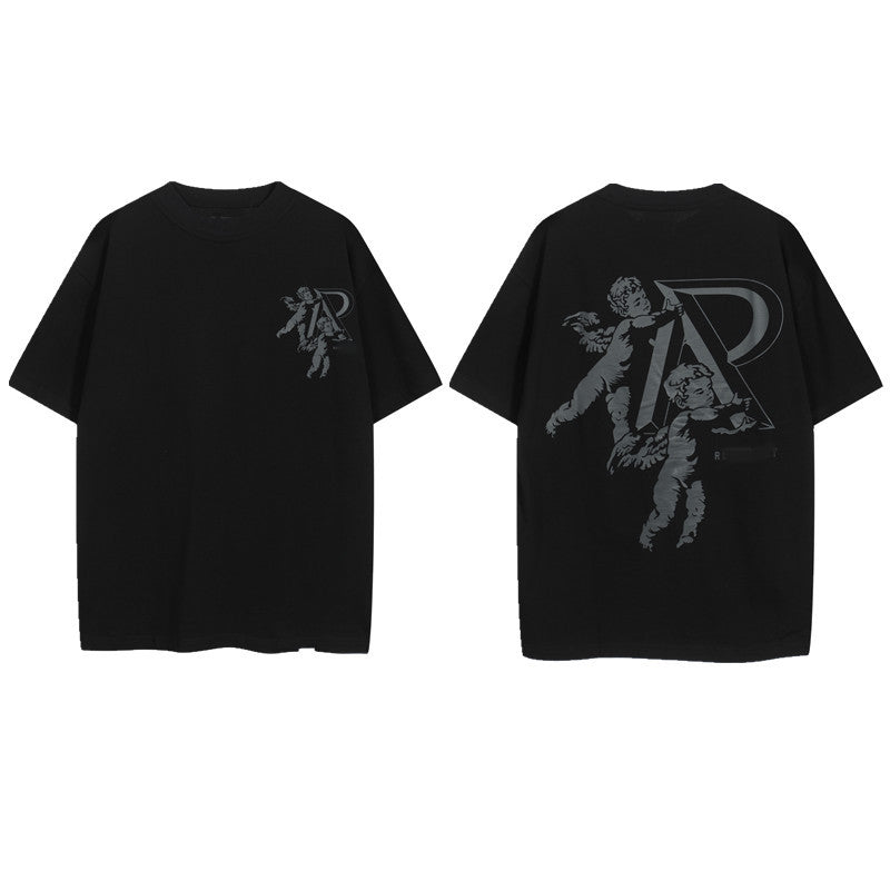 Letter-printed trendy brand short-sleeved shirt