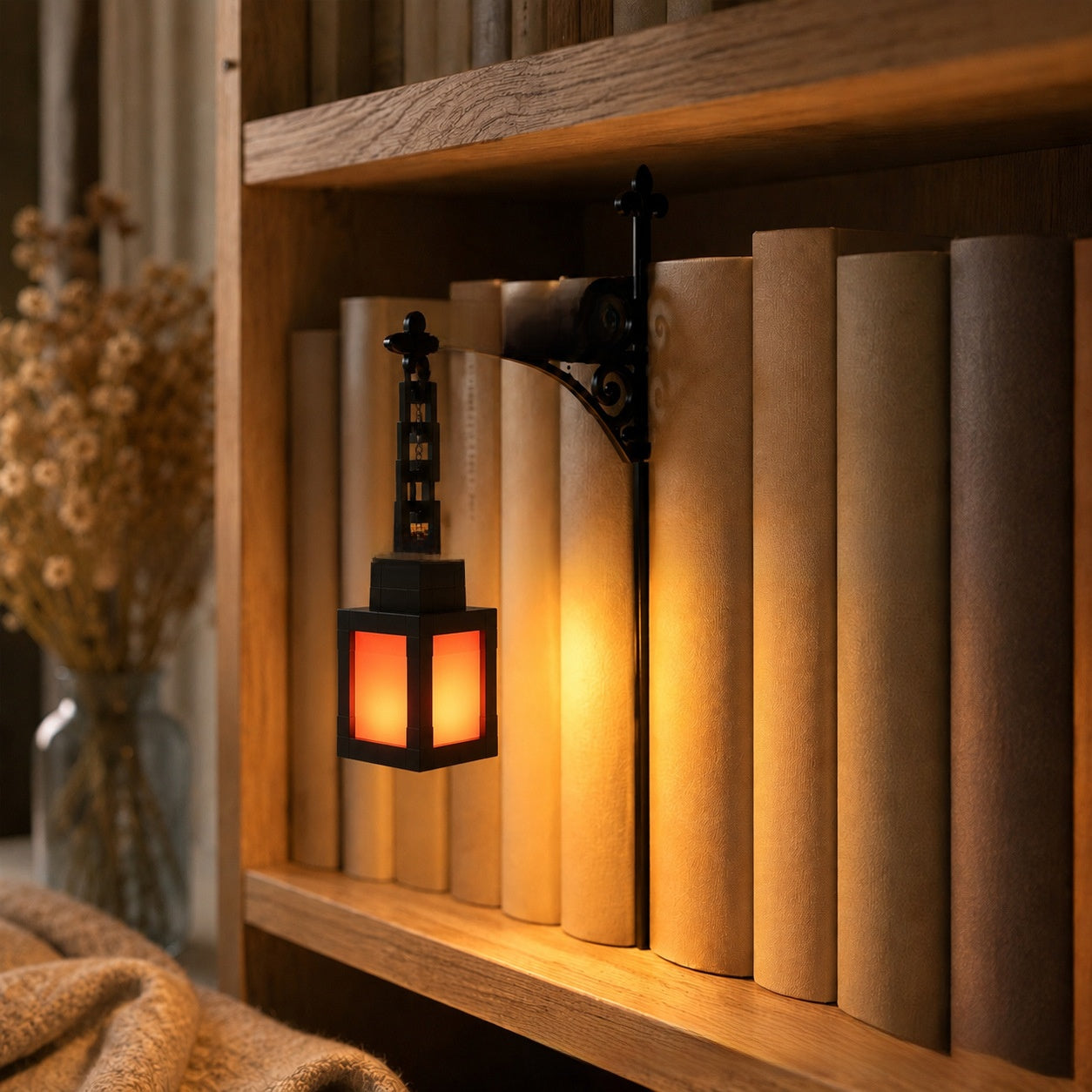 Library bookshelf lighting fixture