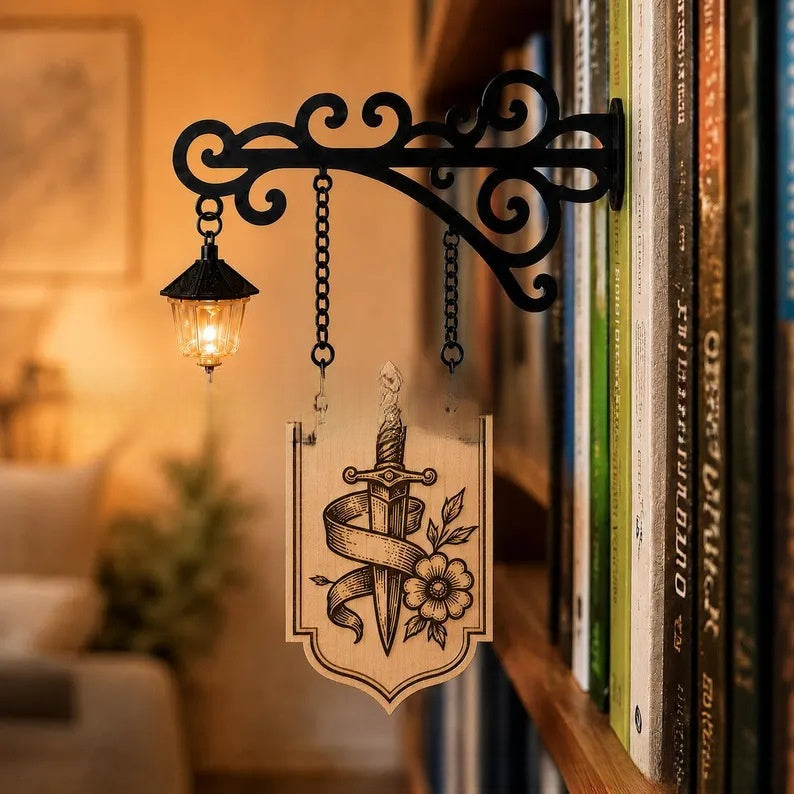 Library Bookshelf Lighting Lantern Iron Crafts