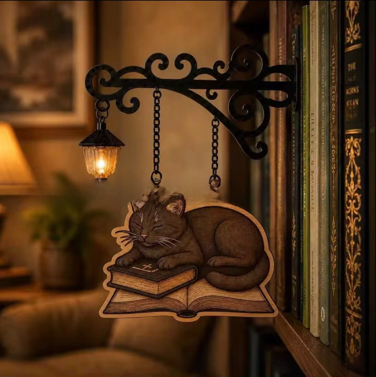 Library Bookshelf Lighting Lantern Iron Crafts