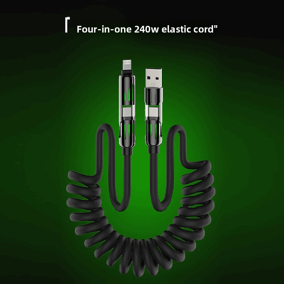 Light Beam Spring Four-in-One Mobile Phone Charging Cable