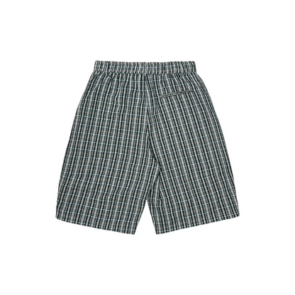 Light Blue and Green Plaid Relaxed-Fit Capri Pants