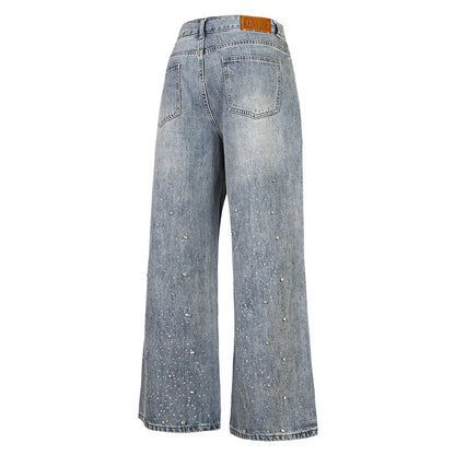 Light blue straight-leg jeans