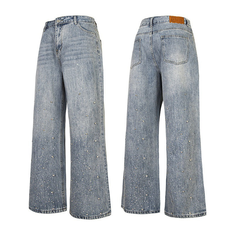 Light blue straight-leg jeans