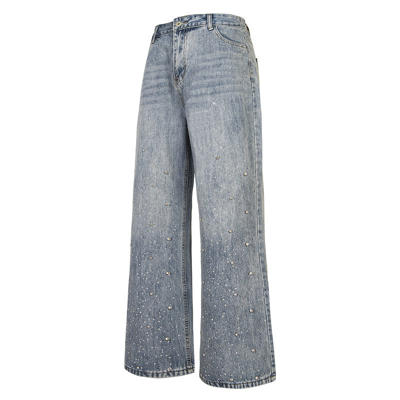 Light blue straight-leg jeans