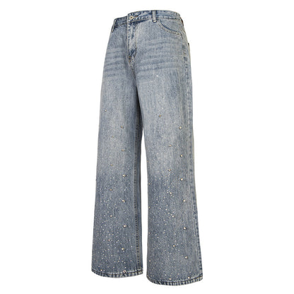 Light blue straight-leg jeans