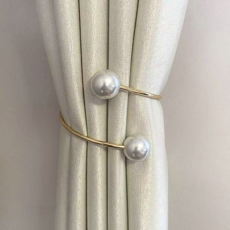 Light Luxury Acrylic Curtain Buckle Pearl Metal Decorative Tiebacks for Living Room