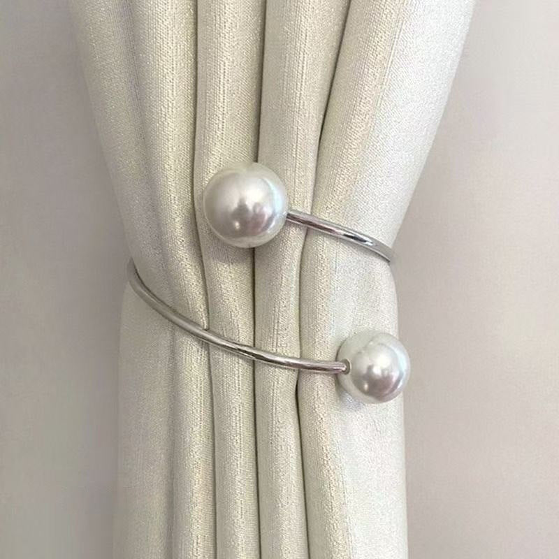 Light Luxury Acrylic Curtain Buckle Pearl Metal Decorative Tiebacks for Living Room