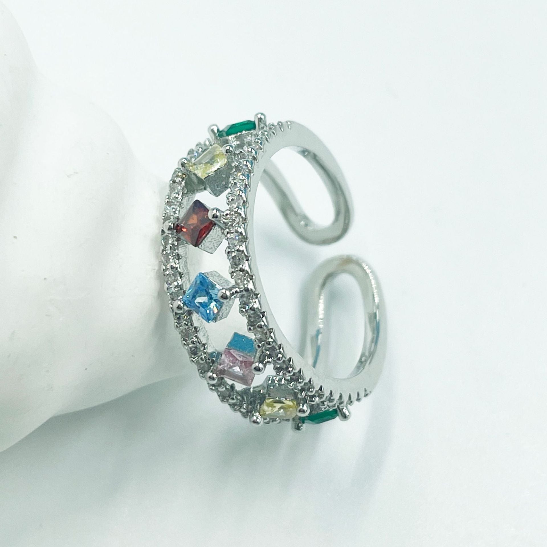Light Luxury Geometric Adjustable Zircon Ring