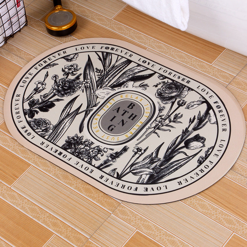 Light luxury oval diatom mud floor mat