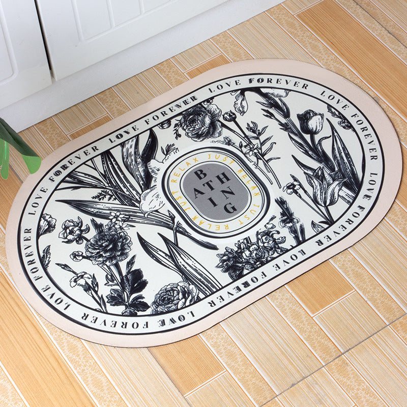 Light luxury oval diatom mud floor mat
