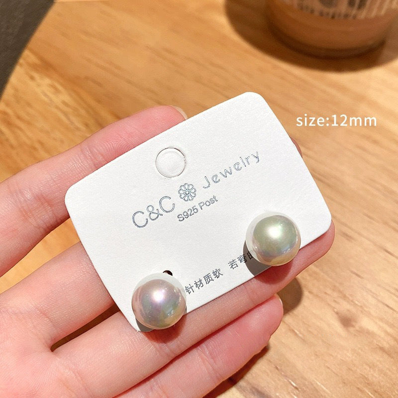 Light luxury silver pearl earrings