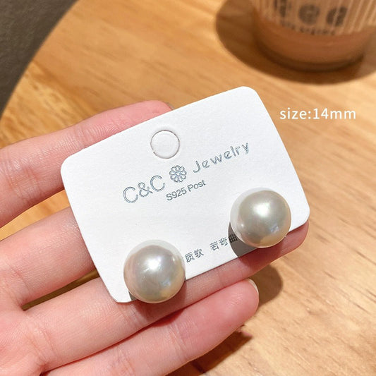 Light luxury silver pearl earrings