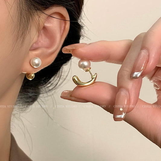 Light luxury silver pearl earrings