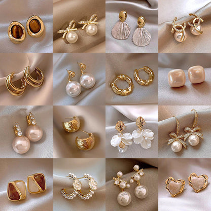 Light luxury silver pearl earrings