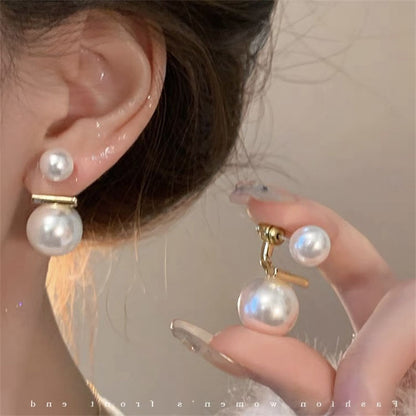 Light luxury silver pearl earrings