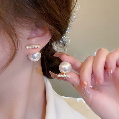 Light luxury silver pearl earrings
