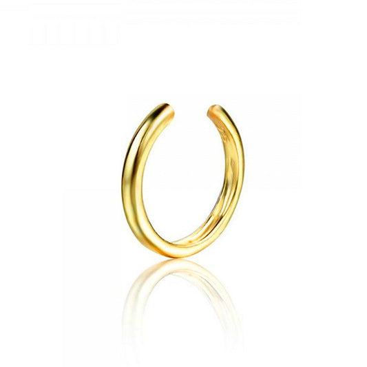 Light Luxury Zircon Inlaid 18K Gold Copper Ear Clip for Unisex